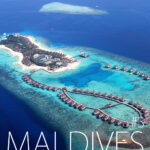 空から見るモルディブの美しい海とサンゴ礁｜南アリ環礁